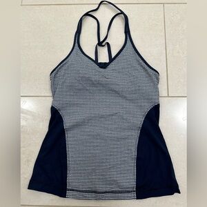 Lululemon Navy and White Checkered Halter Top